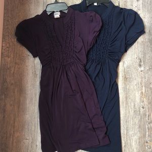 Two Maternity Short Sleeve Dressy Shirts